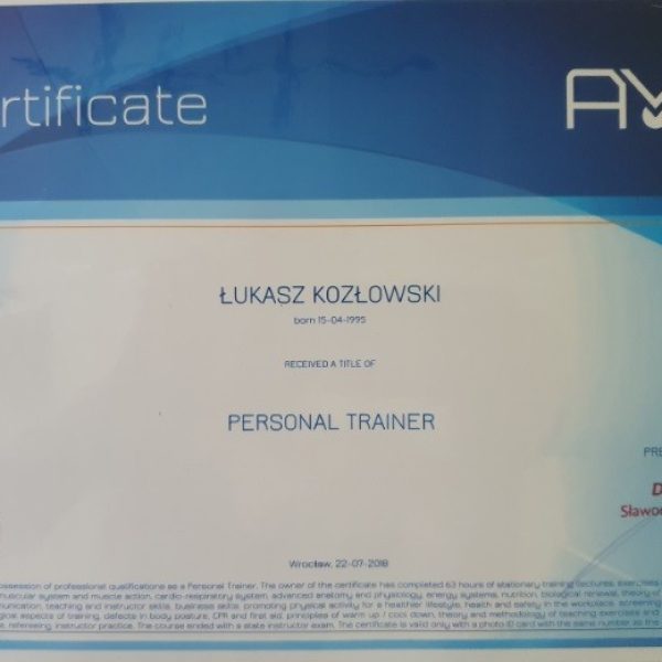 certyfikat personal trainer